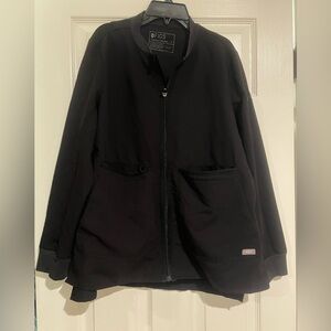 Figs Black Zip-Up scrub Jacket